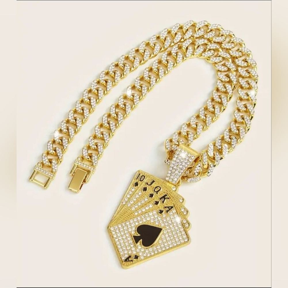 18K GOLD PLATED MENS GOLDEN CUBAN NECKLACE - Picture 5 of 6
